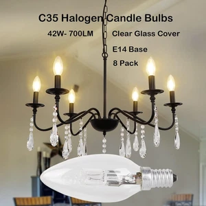 Halogen Kerze Glühbirnen E14 28W kleine Edison Schraube C35 Birne 230V 450LM Dim... - Bild 1 von 12