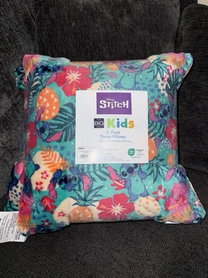 NWT Set of 2 Disney Floral Lilo & STITCH The Big One 16" Plush Throw Pillows - Image 1 of 4