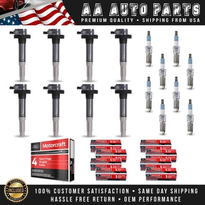 8 Ignition Coil & 8 Motorcraft Spark Plug fit 16-17 Ford F-150 V8 5.0L UF824 - Image 1 of 4