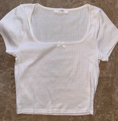 Camisa Blusa Top Corta Gaze Blanca Manga Corta - Talla Grande Foto 1 de 4