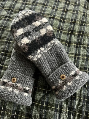 Wool Upcycled Sweater Mittens Fleece Lined Free Shipping - Image 1 of 4