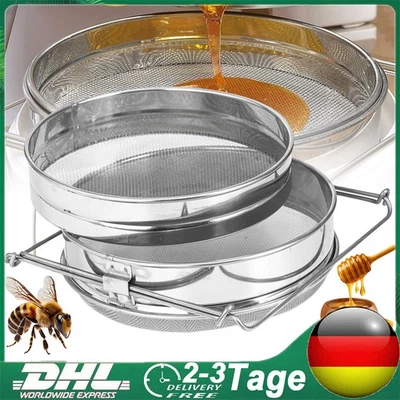 Edelstahl Honig Sieb Doppelsieb Honigsieb 2-tlg Filter Schmutzfänger Absetztank - Bild 1 von 4