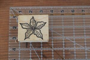 MAGENTA Poinsettia Flower Christmas Wood Rubber Stamp M