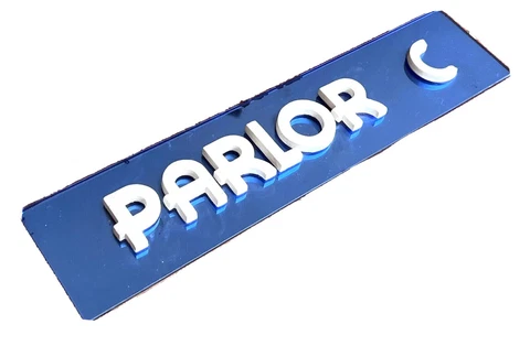 Art Deco Antique Cobalt Blue Glass Mirror Parlor Restroom Theatre Sign Vtg Rare Cover