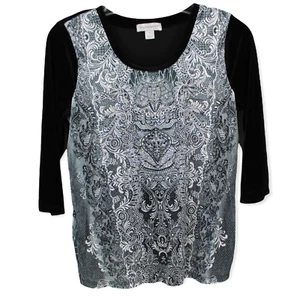 Christopher & Banks Bluse 3/4 Arm schwarz grau Medium - Bild 1 von 5