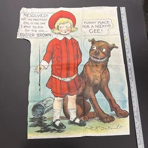 ANTIQUE BUSTER BROWN SHOE GAME CLOTH BANNER SIGN ADVERTISING / R.F. OUTCAULT - Picture 1 of 14
