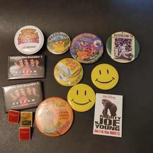Vtg Lot Of 14 Lapel Pins Brooches Buttons VHS Movies Sports - Picture 1 of 5