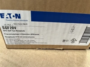 Box of 10 Eaton SGF20V 20 Amp Ivory GFCI Self-Test Receptacle - Picture 1 of 3