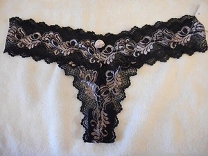 Women's City Streets Juniors Lace Thong Panties Black Pink Cocoa NEW Small 5 - Picture 1 of 2