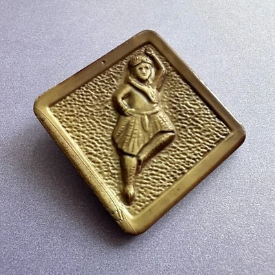 Very Large Unique Vintage Celluloid Button with Raised Dancing Figure - Image 1 of 2
