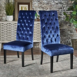 Leona Tall Back Tufted New Velvet Dining Chair (Set of 2) - Picture 1 of 9