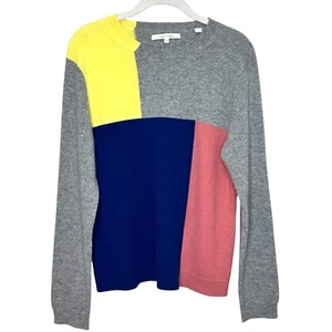 CHINTI & PARKER Cashmere Sweater Size Medium Colorblock Grey Blue Yellow Pink - Picture 1 of 8