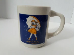 ⭐VTG Advertising Morton Salt Girl Coffee Mug When it Rains it Pours 1956 logo F4 - Picture 1 of 8