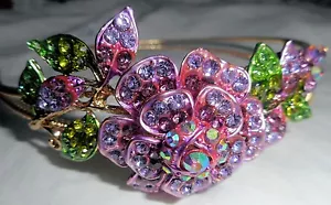 HAPACHICO LUPITA Fascia Fiore Rosa Lavanda Oro Metallo Strass Verde - Foto 1 di 6