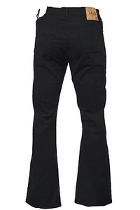 Men's LCJ Denim Bootcut Stretch Indie Retro Jeans 70s Black LC20 All Sizes - Picture 1 of 9