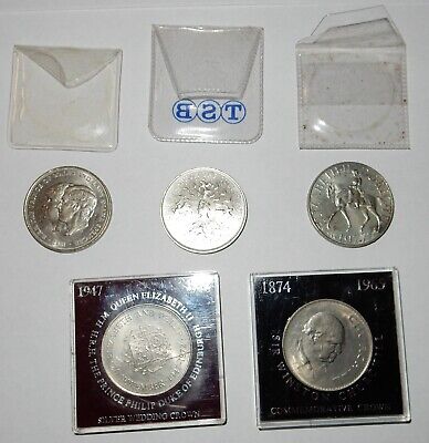 5 Crown Coin Set, Churchill, Charles Diana, Queen Mother, Elizabeth Philip • 18£