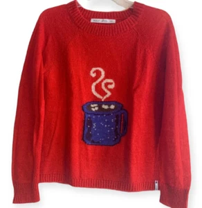 Woolrich Damen XL Motiv Mohair Wolle Pullover Rot Cup Rundhals Kuschelig Neu mit Etikett - Bild 1 von 10