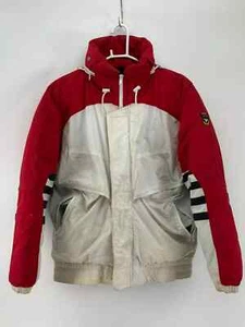 Vintage TRIPLE FAT GOOSE Mens Red White Jacket Medium Down Coat Full Zip - Picture 1 of 6
