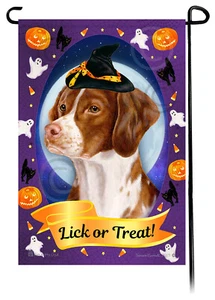 Halloween Garden Flag - Orange and White Brittany - Picture 1 of 1