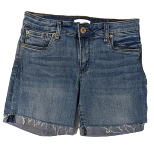 Women STS BECCA BERMUDA JEAN SHORTS Raw Hem Blue SIZE 26 STRETCH - Picture 1 of 9
