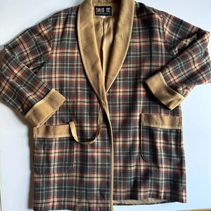 Vintage DAKS London Plaid Belted Robe Jacket – Size L – Wool – Made in Japan - Picture 1 of 7