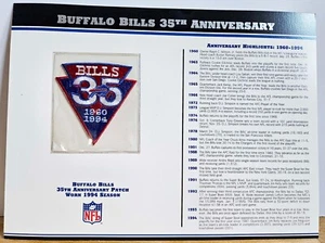 Willabee & Ward Buffalo Bills 35th Anniversary Embroidered Patch & Stats Card - Picture 1 of 4