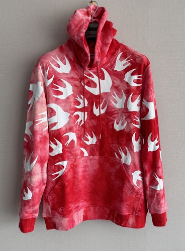 Felpa con cappuccio MCQ Alexander McQueen taglia MEDIA stampa rondini cravatta tinta unita cotone rosso