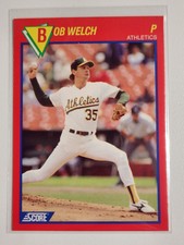 1989 Score Baseball's 100 Hottest Players Bob Welch #89 Oakland Athletics