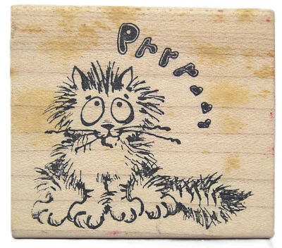 Magenta ¿GATO DIVERTIDO ENAMORADO? Sello de goma de montaje en madera Foto 1 de 2