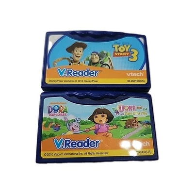 VTech VReader Learning Game Cartridges - Lot Of 2 - Dora & Toy Story 3 - Image 1 of 2