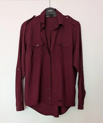 NEXT Maroon Button-Up Blouse Regular Size 6 - Image 1 of 4