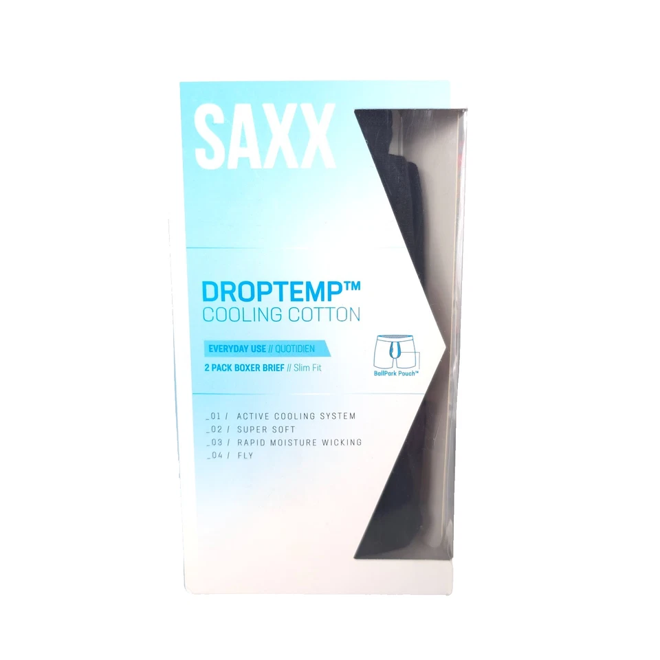 Paquete de 2 calzoncillos boxer de algodón frío Droptemp SAXX UNDERWEAR para hombre talla pequeña Foto 1 de 4