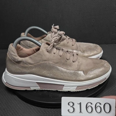 FitFlop Shoes Womens Size 9 Taupe Metallic Suede Lace Up Pink Sneakers W90-068 - Image 1 of 4