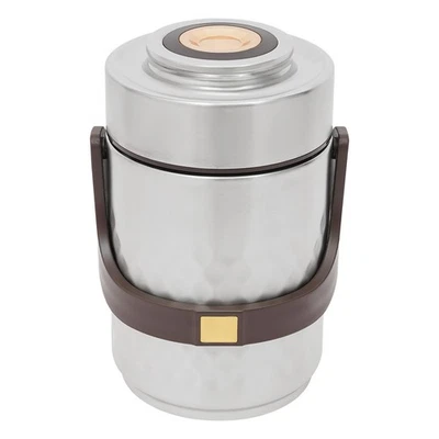 Termo de comida apilable sellado de 3 niveles fiambrera térmica aislada plateada Foto 1 de 4