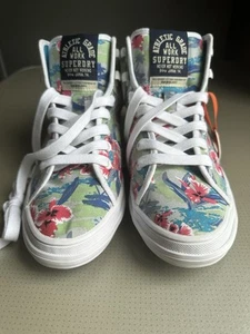Superdry high top trainers size 7 Hawaiian floral Authentic Grade All Work NEW - Picture 1 of 14
