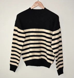 JERSEY CHALECO NEGRO + CREMA RAYAS PUNTO AJUSTADO CUELLO FALSO TALLA 8/10 - Imagen 1 de 9