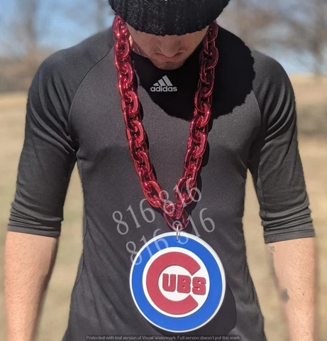 Chicago Cubs Fan Chain, Giant Red Necklace Licensed MLB Cover