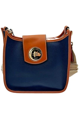 Mensajero de cuero Dooney & Bourke Turnlock azul medianoche Foto 1 de 4
