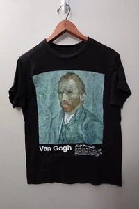 Van Gogh Self Portrait T-Shirt Medium Black Graphic Art Tee Short Sleeve Casual - Picture 1 of 9
