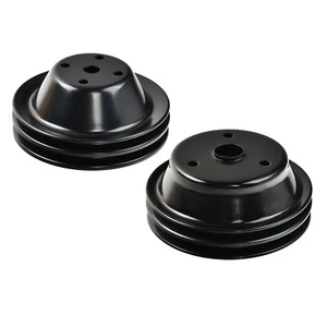 For Chevy SBC 262 350 400 LWP Long Water Pump Pulley+Crankshaft 2 Double-Groove - Picture 1 of 9