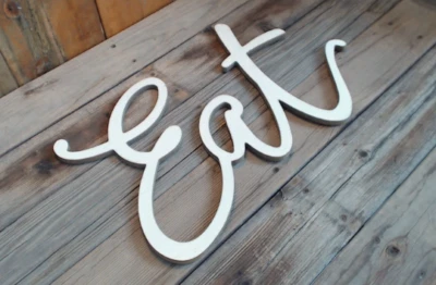 EAT - Large Wood Cut-Out Sign - Farmhouse Rustic Decor - Изображение 1 из 4