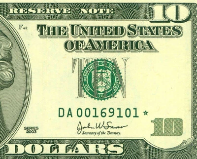 2003    10 Dollar bill  ( DA 101 STAR )  World paper money currency banknotes. - Image 1 of 4