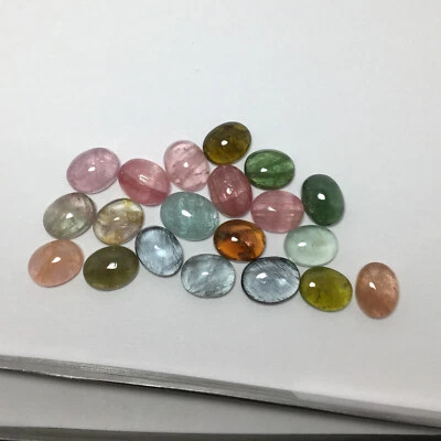 Gorgeous multi tourmaline cabochon gemstone beautiful color 13 pcs oval 30 carat - Image 1 of 4
