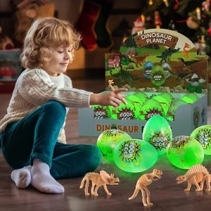 Paquete de 12 huevos de juguete de dinosaurio jumbo TEMI para niños y niñas 3-5, huevos de dinosaurio luminosos - Imagen 1 de 8