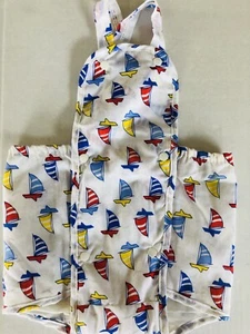 ‘70’s Boys 6M Nautical Sailboat Sunsuit Romper Snap Style Free S/H Option - Picture 1 of 3