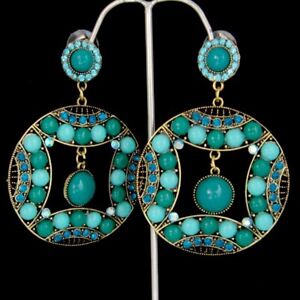 Traditional Indian Bollywood fashion CZ Green Pretty Dangle earrings
