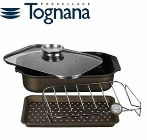 TOGNANA SET 5 PZ MULTIFUNZIONE ROSTIERA DIAMANTEA 34X25 COPERCHIO VETRO GRIGLIA - Foto 1 di 4