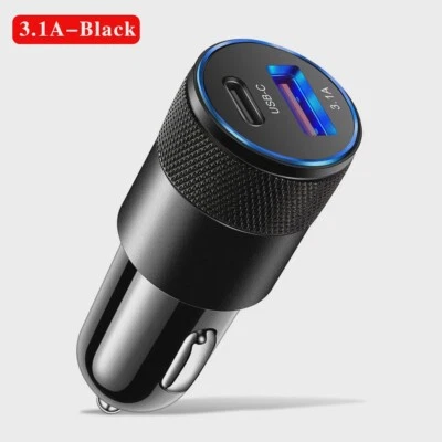 12V/24V Schwarz USB-Autoladegerät Typ C/A, Adapter Steckdose Zigarettenanzünder - Bild 1 von 4