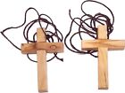Olive Wood Cross Pendent Necklace Leather Cord Made in Bethlehem Set of 2