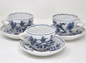 3 juegos de tazas y platillos Demitasse azul Danubio marcado - años 50-70 vintage - Imagen 1 de 3